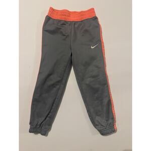 Nike Boys 3T Jogger Pants Gray Orange Swoosh Athletic Sweatpants